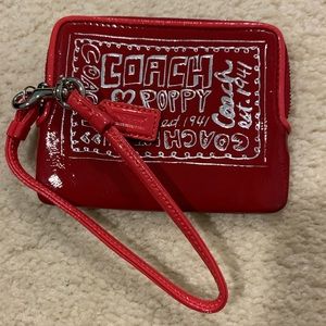 Coach Poppy Red Wristlet Wallet